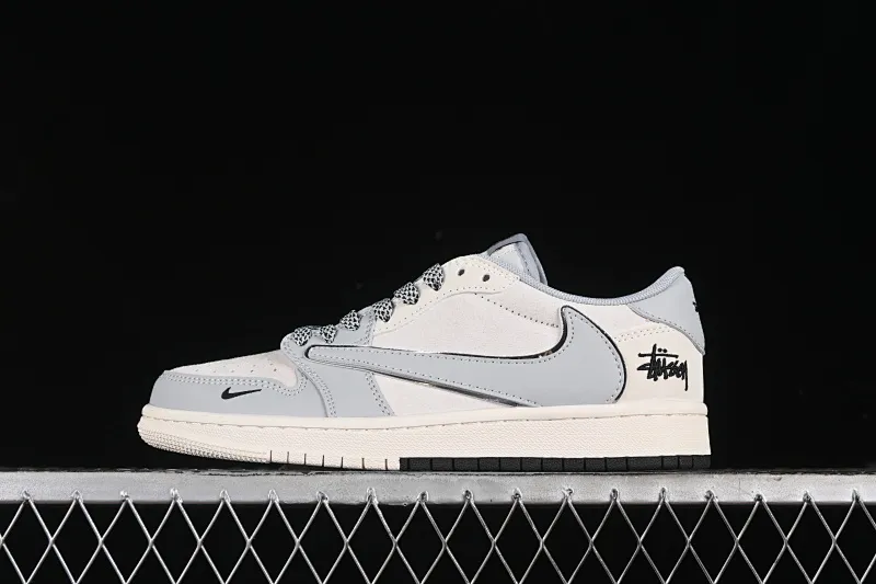 All categories Air Jordan Jordan series basketball shoes Air Jordan 1 Low High-end customized low-top sneakers Travis Scott x Fragment Design x Air Jordan 1 Low OG SP AJ1 Joe 1 Stussi joint-bright silver gray low-top cultural casual sneakers SJ2068-122